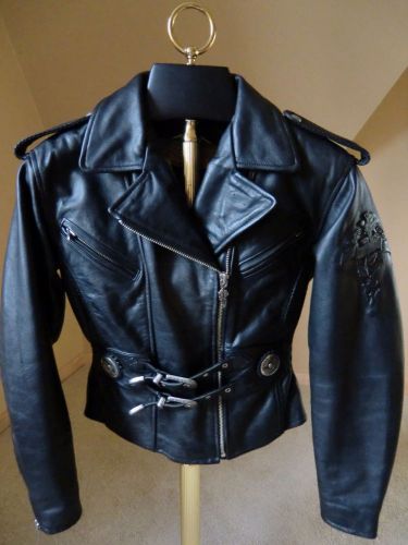 Harley davidson vintage style woman&#039;s leather jacket sz medium - excellent cond!