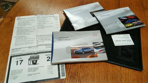 1998 audi a8 owner&#039;s manual w/ case, window sticker, maintenance log &amp; sound man