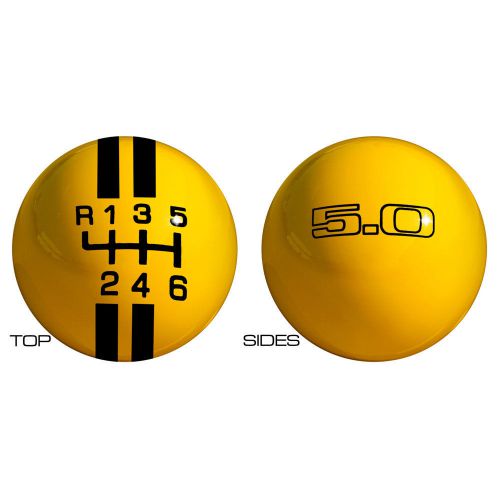 Mustang knob yellow with black 6-speed and 5.0 logo 2011-2015