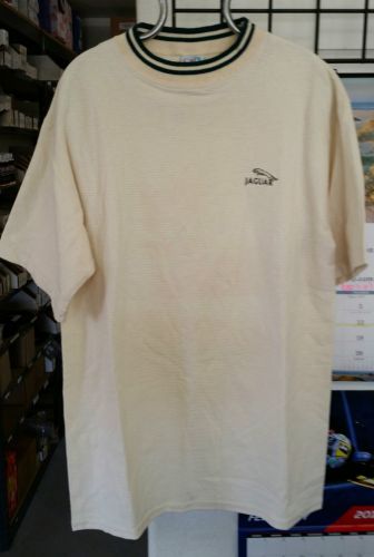 Jaguar 100% cotton tan t-shirt with embroidered logo and green bands