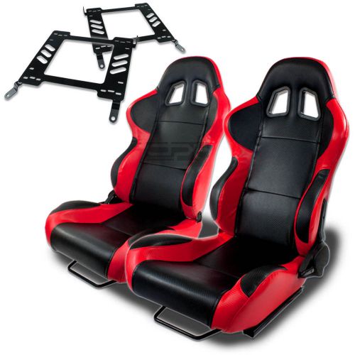 T-4 racing seat black red pvc+silder/rail+for 00-05 mit eclipse 3gen bracket x2