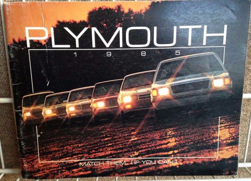 1985 plymouth model lineup showroom sale brochure 68 page &amp; gran fury sticker