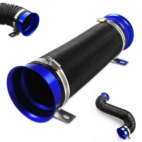 75mm 3&#034;multi flexible autos turbo cold air intake duct inlet pipe hose tube blue