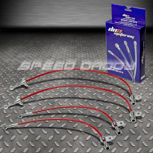 Front+rear stainless hose brake line for 92-96 honda prelude bb2 ba8 bb1 red