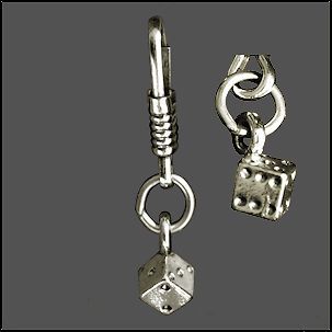 D6 six sided dice die zipper pull charm key chain made in usa