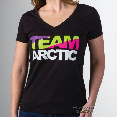 Arctic cat junior&#039;s team arctic neon v-neck t shirt - black - 5263-77_