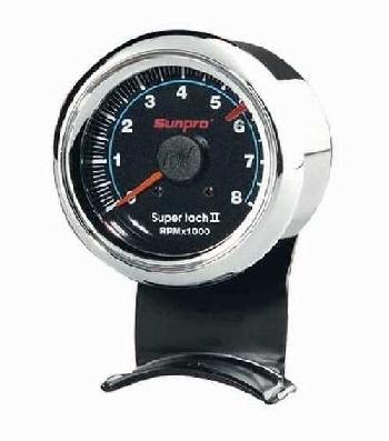 2 5/8 inch super tach ii mini tachometer black / chrome bezel new sunpro cp7908