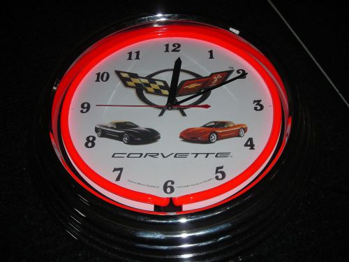 50 anniversary corvette billiards pool garage man cave neon bar pub sign clock