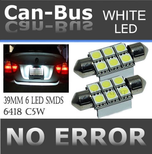 Icbeamer 1 pair canbus 39mm 6-smd white led 5050 car dome festoon inte ev8871