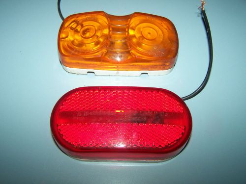 1 amber 1 red rectangle clearance 12v side marker lights trailer camper truck