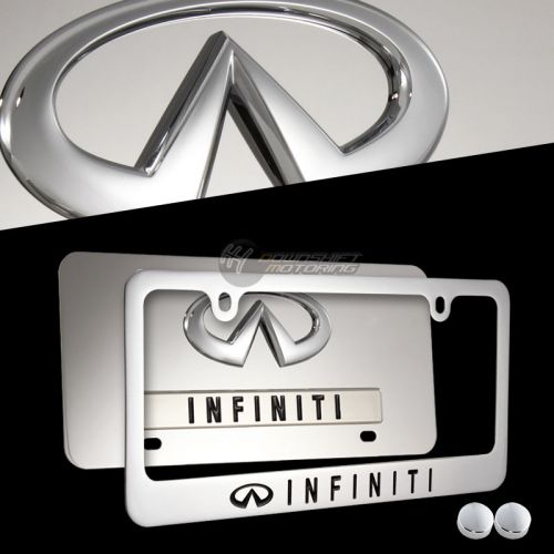 3d nissan infiniti stainless steel license plate frame w/ caps-2pcs front &amp; back