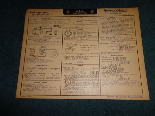 1951 buick special &amp; super v-8 wiring diagram &amp; tune-up chart / free shipping!!