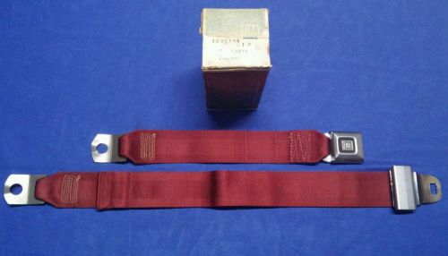 Nos gm seat belt 1695408 oxblood red deluxe brushed 1973 74 1975  firestone 1557