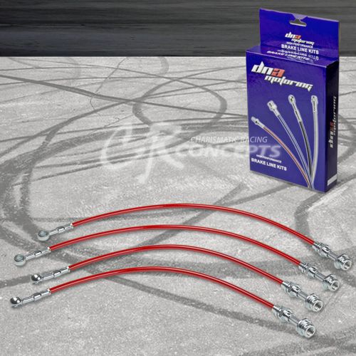 Performance stainless braided disc brake lines for 02-06 sentra b15 se/ser red