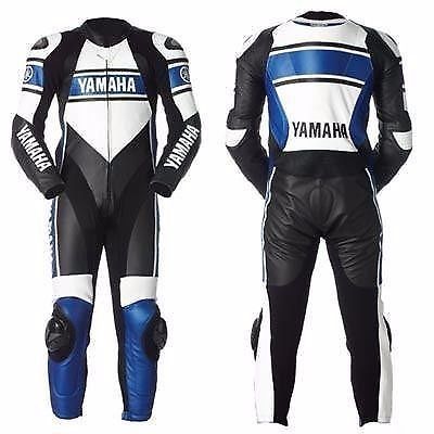 Yamaha men motorcycle leather suit motorbike racing suit jacket pant ce-armor