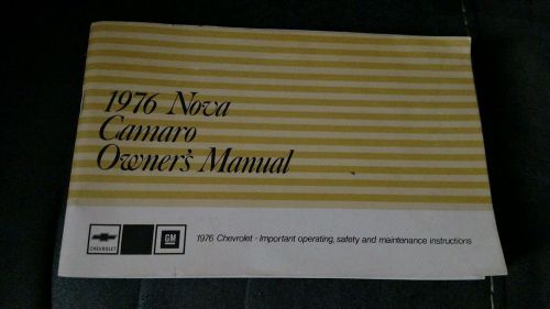 1976 nova camaro owner&#039;s manual chevrolet.. great shape.. free shipping