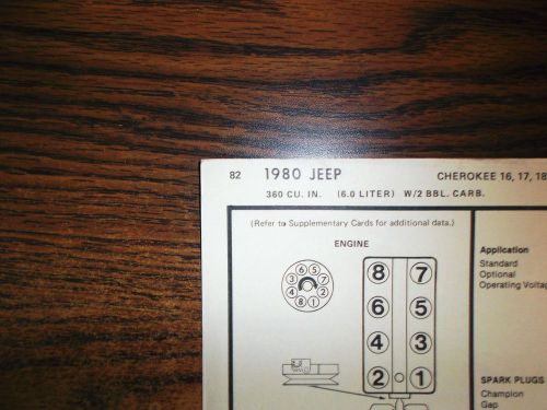 1980 jeep eight series models (6.0 liter) 360 ci v8 2bbl tune up chart