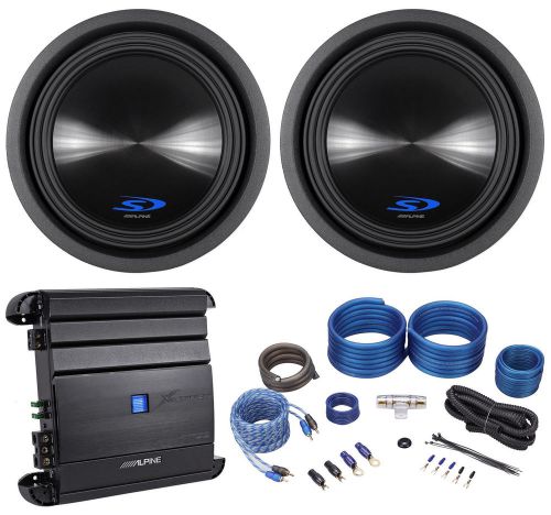 (2) alpine type-s sws-10d2 10&#034; 3000w car subwoofers subs+mono amplifier+amp kit