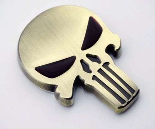 Motorcycle car truck bike body chopper metal 3d skull punisher decal sticker new