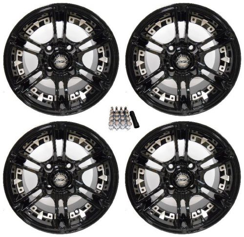 Madjax 12&#034; mirage black/white golf cart wheels/rims yamaha