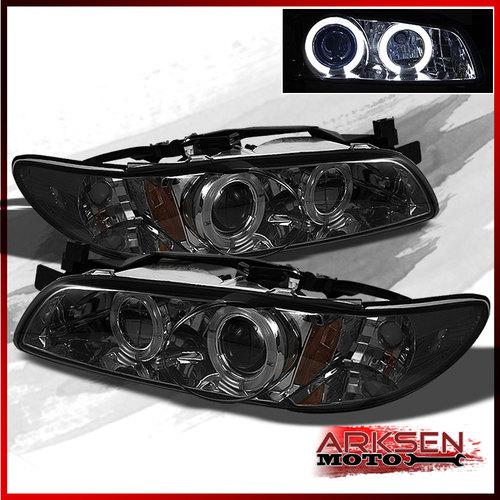 Smoked 97-03 pontiac grand prix dual halo projector led headlights lamp pair set