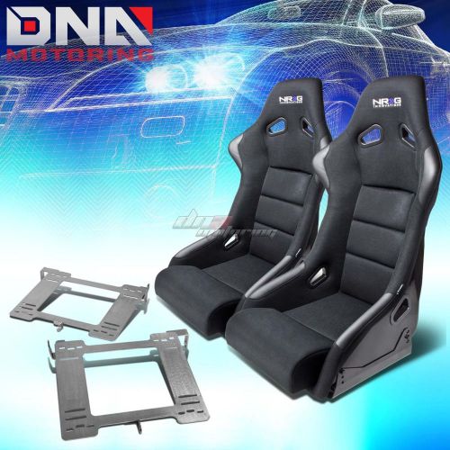 Nrg fiberglass bucket racing seats+full t304 mount bracket for mk3 vw golf/gti