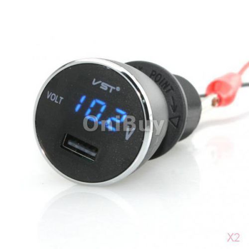 2x waterproof voltmeter blue led digital display 12v-24v car motorcycle meter