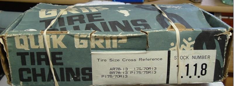 Quik-grip tire chains; new in box, for 13" tires