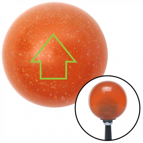 Green classic arrow up orange metal flake shift knob with 16mm x 1.5 insert