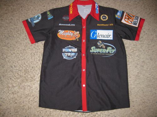 Vintage racing pit crew jersey l cars rare team garage black &amp; red mighty mouse