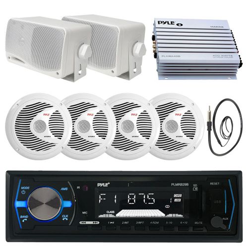 6.5&#034; 150w marine speakers, 3.5&#034; speakers,bluetooth black usb radio, antenna, amp