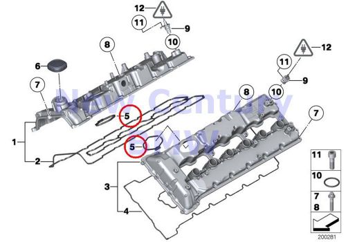 2 x bmw genuine cylinder head cover profile-gasket e70 e70n e71 e72 f01 f02 f02n