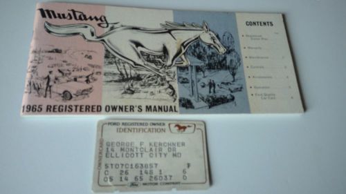 1965 ford mustang  owner&#039;s manual owner&#039;s guide original owners id card