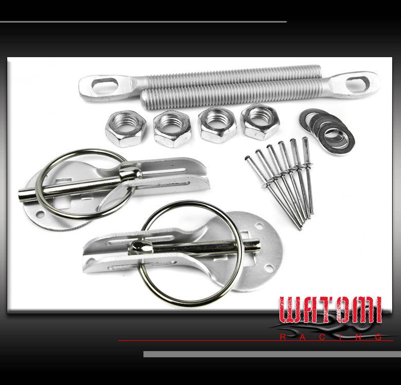 Racing hood pins lock kit silver neon bronco expedition explorer focus mustang