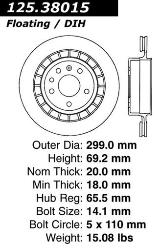 Centric 125.38015 rear brake rotor/disc-high carbon rotor-preferred