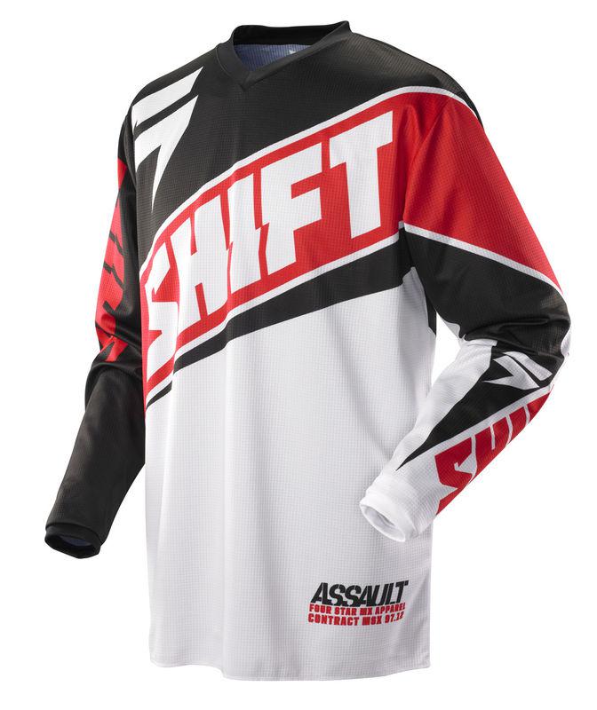 Shift assault race red / white jersey  motocross dirtbike atv mx 2014