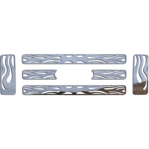 Ford superduty 08-10 stainless horizontal flame front metal grille trim cover