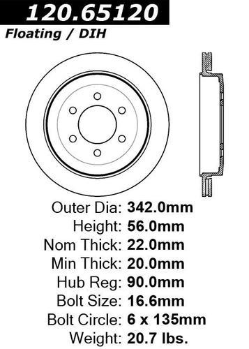 Centric 120.65120 rear brake rotor/disc-premium rotor-preferred