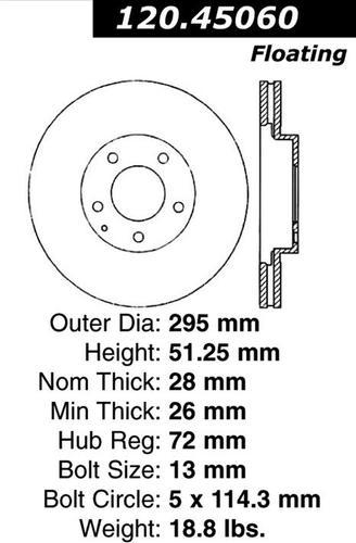 Centric 120.45060 front brake rotor/disc-premium rotor-preferred