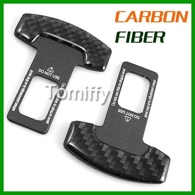 2 carbon fiber car safty seat belt buckle alarm stopper fit mazda dodge bmw audi