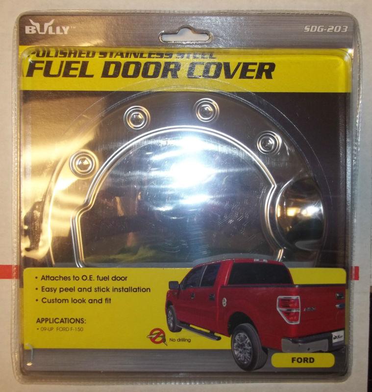 New bully polished stainless steel fuel door cover for 09-up ford f-150 sdg-203