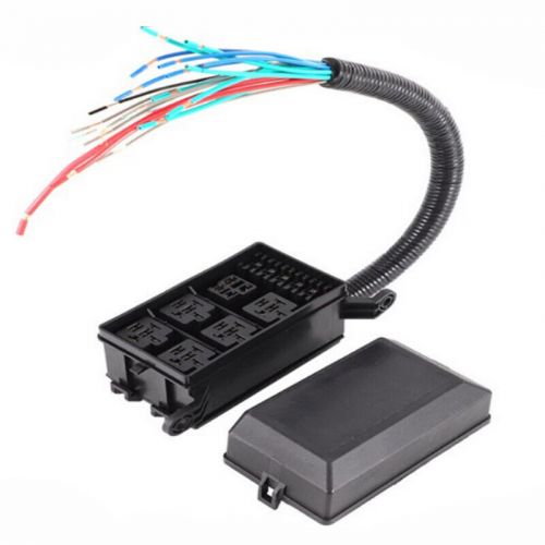 6way durable car power distribution 12-24v blade fuse holder box panel board kit