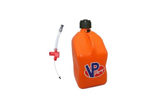 Vp racing orange square 5 gallon race fuel jug gas can + vp trigger hose