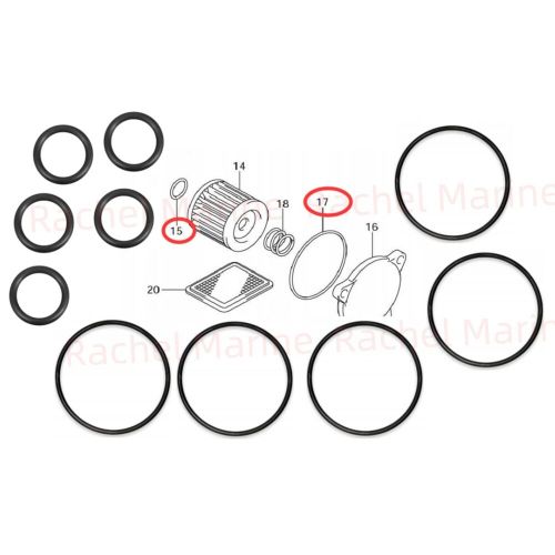 Oil filter o-ring seal kit 09280-54001, -13004, -60005 for suzuki df dr 125 200