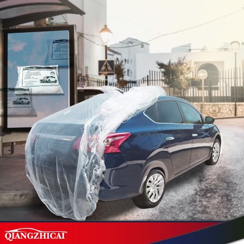 2 pack clear plastic temporary universal disposable car cover rain dust garage