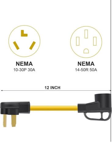 Nema 10-30p to 14-50r ev charger adapter cord for level 2 ev charging at wall dr