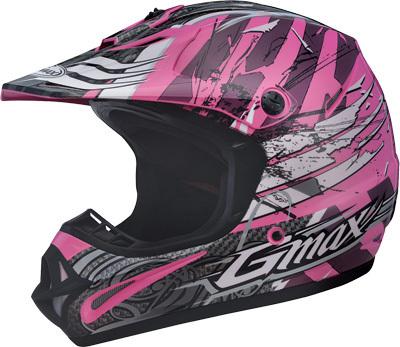 New gmax gm46x-1 shredder offroad/motocross adult helmet, pink/white, large/lg