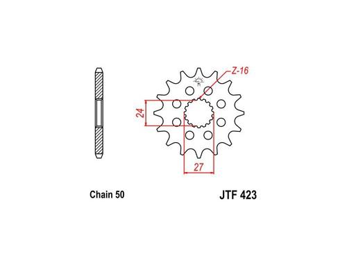 Jt sprockets 530 steel alloy front sprocket 16t  jtf423.16