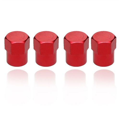 Reliable protection car red aluminum tire wheel stem air valve cap &amp; sleeve kit