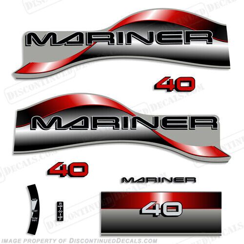 Fits mariner 40hp outboard motor decal kit - 1996 - 1997 - red